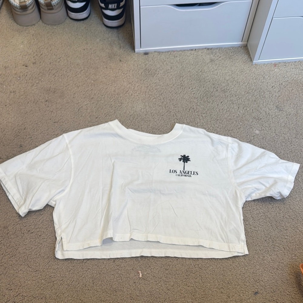 Aeropostale White Boxy Crop T-Shirt